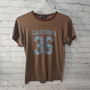 Vintage Y2K Aeropostale Ringer Medium Muscle Fratboy Shirt Brown Blue